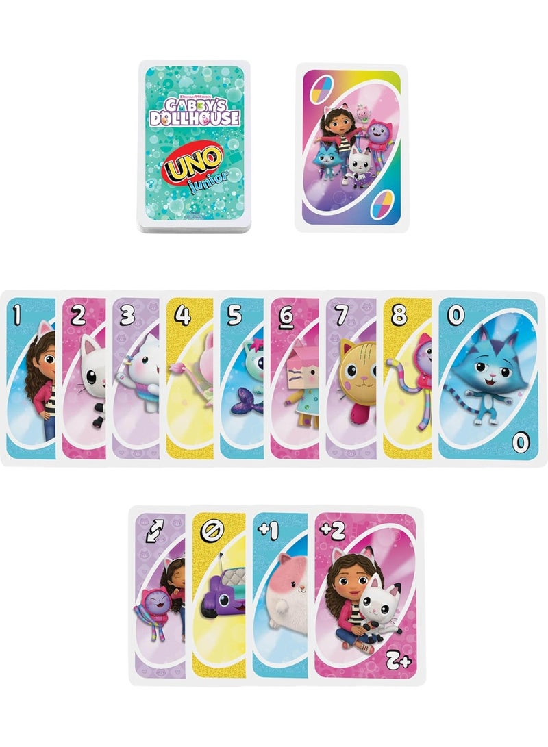 Mattel Games لعبة بطاقات ماتيل جيمز أونو جونيور من جابي's دول هاوس لحفلات الأطفال، ليالي العائلة، العطلات والسفر - Image 4